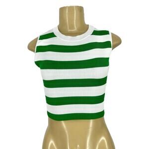 BABATON Aritzia XS Women Sculpt Knit Tank Top Striped Cropped Sleeveless Q30V